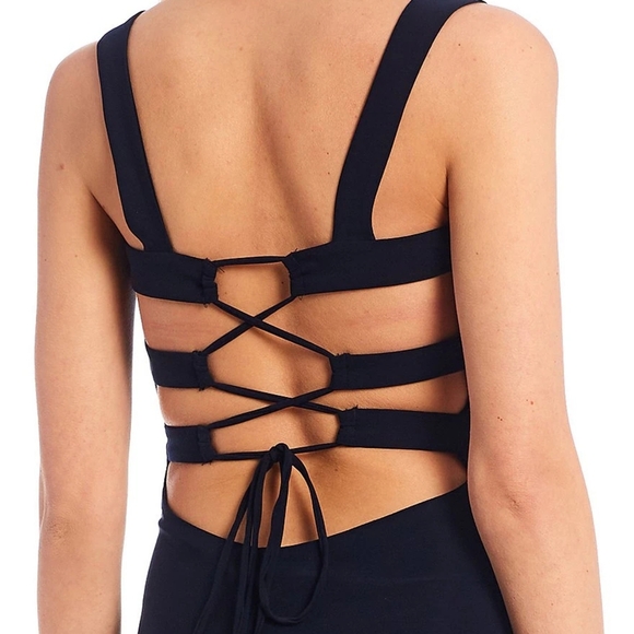 B. Darlin Sleeveless Square-Neck Crossed Tie-Back Sheath Dress - Picture 2 of 6